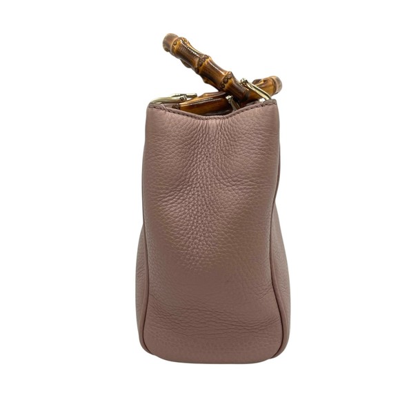 GUCCI Pink Leather Bamboo Shoulder Bag - Picture 7 of 16